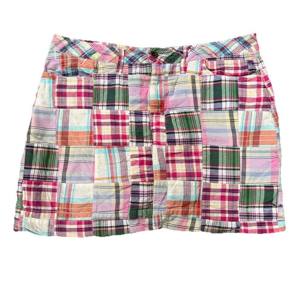 Faded Glory Patchwork Plaid Mini Skirt in Pink, Green, Orange, Blue
